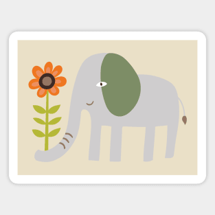 Elephant with a flower - cute graphic animal by Cecca Designs Magnet